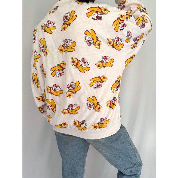 80s vintage pink reversible puffy santa bear holiday graphic pullover sweatshirt - Picture 8 of 10